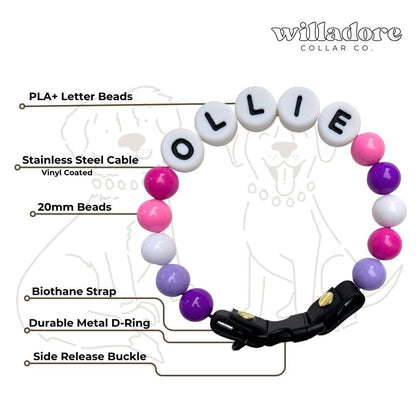 Berry | Personalized Beaded Dog Collar with Name | Willadore